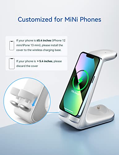 Elegrp Wireless Charger, Iphone 14/13/12/11, Samsung Se, Apple Watch Docking Station, Lightning Port With Airpods, Charging Cable Is Removable And Replaceable, 18W Adapter, Led, Fcc, Qi (White) #TOP3