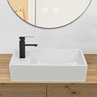 Mursche Waschbecken Badezimmer Aufsatzwaschbecken Keramik - Eckig Aufsatzbecken Bad Weiß Waschschale Klein Wandmontage Aufsatz Hängewaschbecken mit Hahnloch Waschplatz 40x22x10cm für Gäste WC