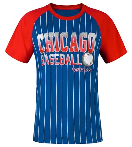 Camisetas raglán de béisbol para hombre con rayas azul real y rojo