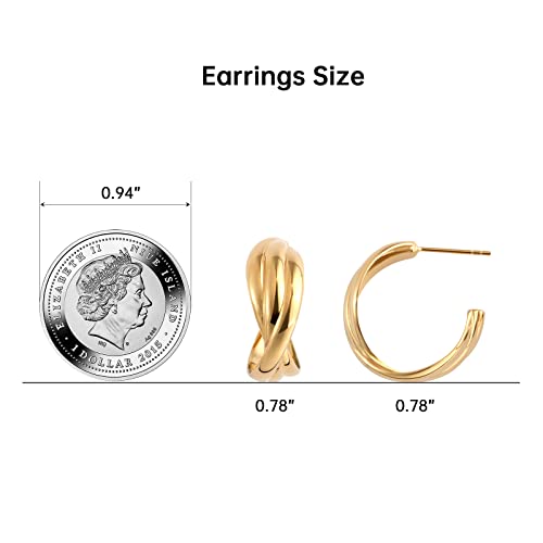 18K Gold/Rhodium Plated 925 Sterling Silver Twisted Hoop Earrings | Open Triple Hoop Earrings | Chunky Gold Hoops for Women Trendy2