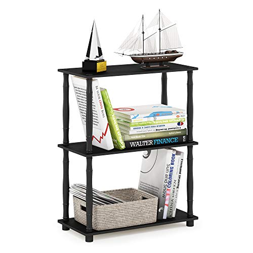 Image of Furinno TURN-N-TUBE Storage Shelves, 3-Tier Book Shelf, Corner Shelf, Toolless Open Shelves, for Organization and Storage, Living Room, Garage, Home Office, Americano