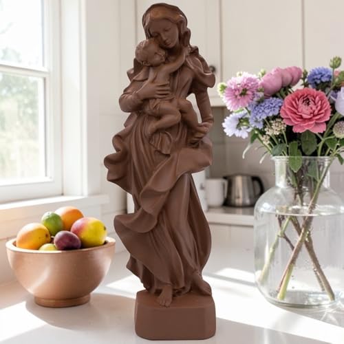 Estatua Baviera Virgen María 11.5 pulg Resina Marrón miniatura 2