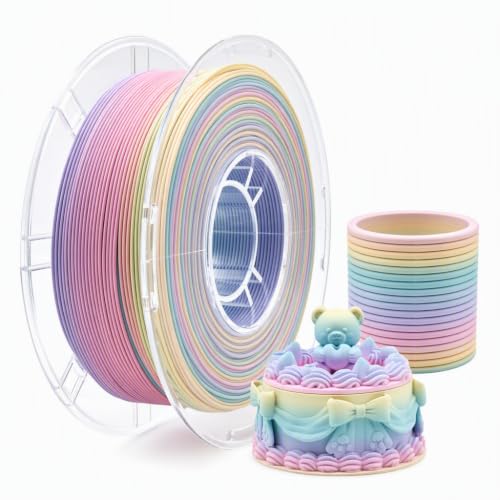YUANEANG Matte Rainbow PLA 3D Printer Filament 1.75mm, 1kg Spool, Multi-Color Gradient PLA, Smooth Color Transitions, ±0