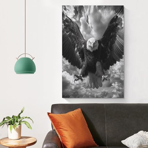 Cuadro de águila en lienzo de 50x75cm para decoración de salón y dormitorio 4