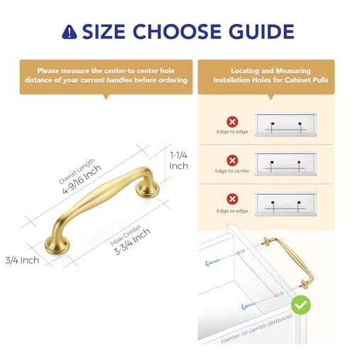 Image of Ravinte 10 Pack 3-3 /4 Inch Brushed Brass Kitchen Cabinet Handles Solid Zinc Alloy Cabinet Pulls Cupboard & Drawer Handles