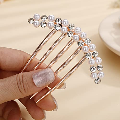 Missgrace Peine de Pelo con Brillantes y Perlas Dorado miniatura 3