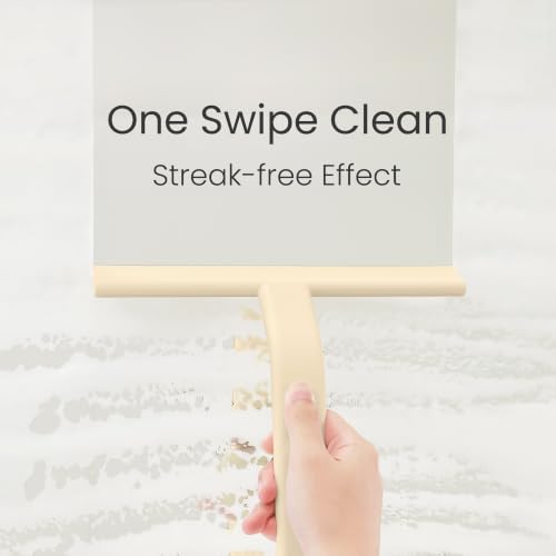 Image of dancemoon JustHang Shower Squeegee with Built-in Hook, 10'' Sand Beige