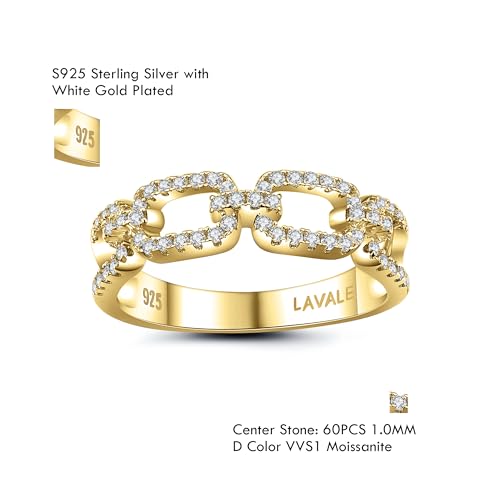 LAVALE Moissanite Wedding Band for Women,Twist Link D Color VVS1 Lab Created Diamond Rings,Half Eternity Stackable Band Ring,S925 Sterling Silver Chain Link Ring - Image 7