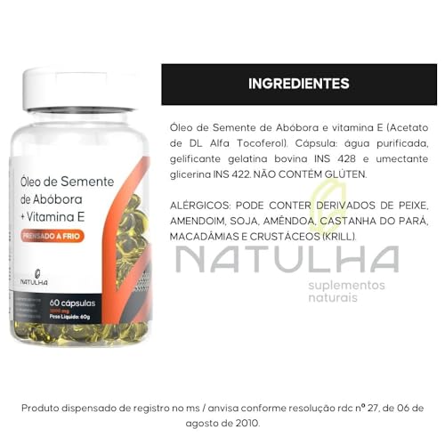 Óleo de Semente de Abóbora Prensado a Frio 1000mg 60 cápsulas - Natulha
