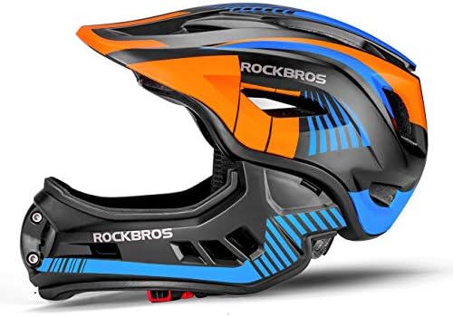 ROCKBROS Kinderhelm Integriert Fahrradhelm Kinder Jugend Fullface Helm | mit Abnehmbarem Kinnschutz Sport Helm