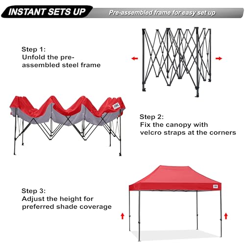 Image of ABCCANOPY Patio Pop Up Canopy Tent 10x15 Commercial-Series (Red)