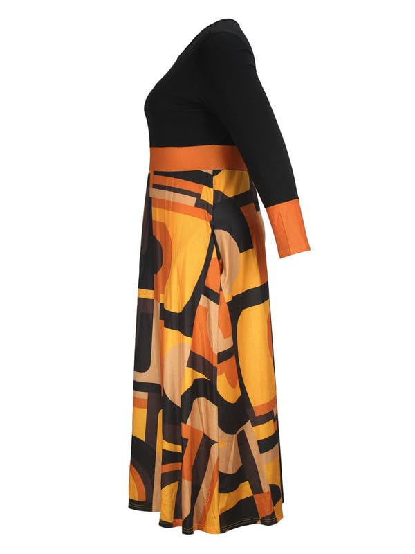 babao Abiti africani per Le Donne Abiti da Festa a Maniche Lunghe a Maniche Lunghe Fino al Pavimento Abito Maxi Lungo Casual Africano