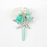 Abbie Home Beach Wedding Bridal Bouquet Holding Tossing Flower with Pearl Seashell and Rhinestone Decoration (525TB Boutonniere)