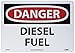 NMC D427RB OSHA Sign, Legend "DANGER - DIESEL FUEL", 14" Length x 10" Height, Rigid Plastic, Black on White