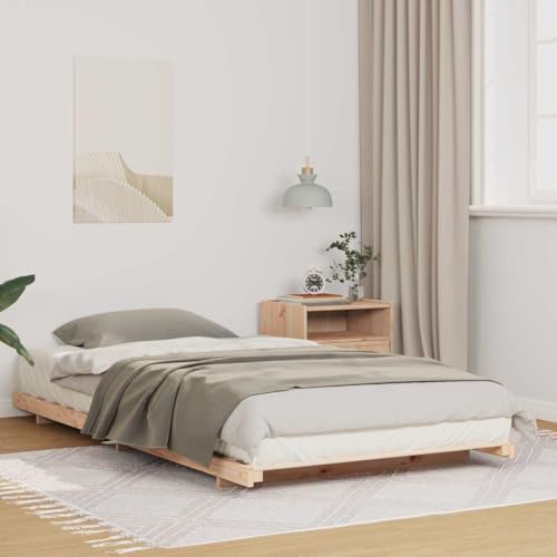vidaXL Bettgestell aus massivem Kiefer - minimalistisches Indoor-Bettgestell im rechteckigen Japandi-Style mit skandinavischem Design und niedrigem...