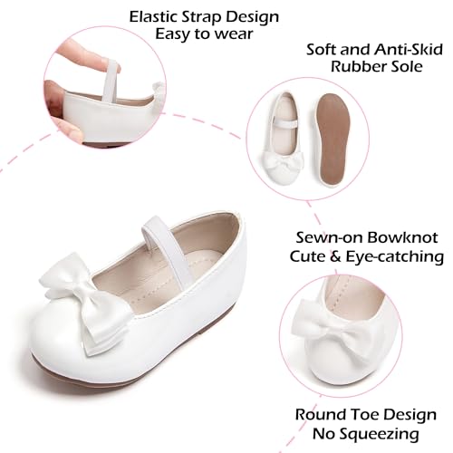 Image of PHIRAMIN Toddler Flower Girl Dress Shoes - Little Girl Ballet Flats Bow Wedding Party