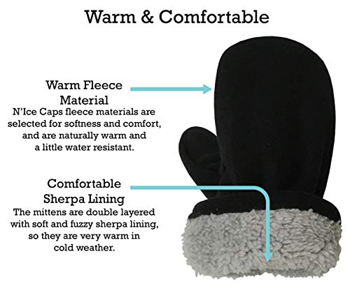 Image of N'Ice Caps Little Kids and Baby Easy-On Sherpa Lined Fleece Mittens - 2 Pair Pack