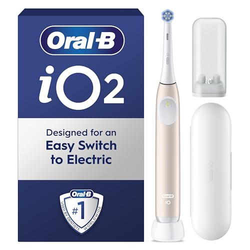 Oral-B iO2 Electric Toothbrush, 1 Gentle Care Toothbrush Head, 1 Travel Case, 1 Travel Refill Holder, Toothbrush for Adults (Calm Pink), Designed by Braun, 2 Pin UK Plug