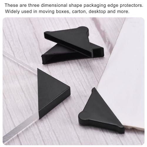 Image of uxcell 10Pcs Plastic Corner Protectors 10x95mm Triangle Shape Glass Corner Guards Cushion for Corner Protection of Glass, Mirror, Tile, Black