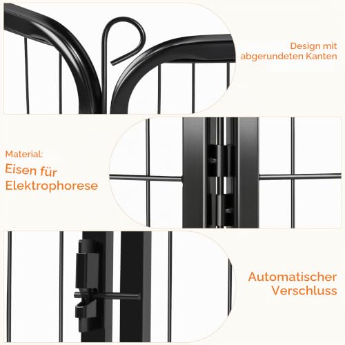 Yaheetech Welpenlaufstall 8 Gitter je 80 x 100 cm,Hundelaufstall Mit automatischer Verriegelung, Freilaufgehege Hundezaun Für Hund, Katze, Welpe, Kaninchen, Hühner
