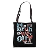 Bruh We Out 4th of July Lunch Lady Fireworks USA Flag Summer Tote Bag