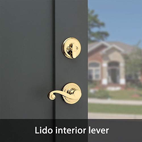 Kwikset 98001-096 Arlington Single Cylinder Handleset W/Lido Lever Featuring Smartkey In Lifetime Polished Brass #TOP3