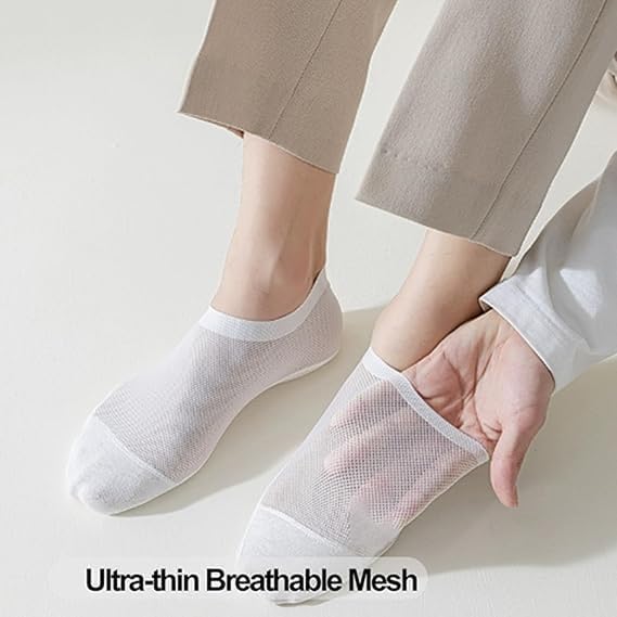 6Pairs Ultra Thin Liner Socks Non Slip Combed Cotton No Show Socks, Ice Silk Breathable Ultra Thin Sock Women Men2