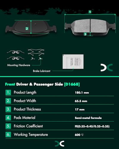 Image of SCITOO D1668 D1095 Semi-Metal Brake Pads Kits Front & Rear Replacement For Ford For Escape 2013-2016,For Ford For Focus 2013-2018,For Ford For Transit Connect 2014-2019