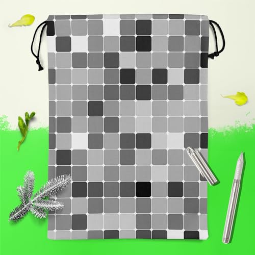 Image of ArtzFolio Black & White Square | Reusable Sack Bag | Bag for Gym, Storage, Vegetable & Travel