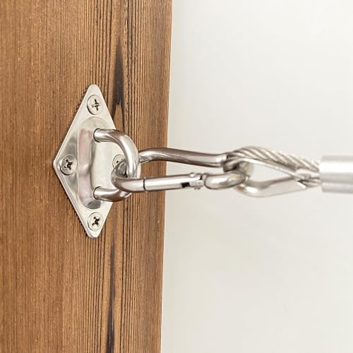 TERMATH 8 Pcs 304 Stainless Steel 2.31 Inches Pad Eye Hooks and 8 Pcs 304 Stainless Steel Snap Hooks,Screw Ceiling Hooks,Outdoors String Lights Hangers,Shade Sail Hardware with Screws Anchors - Image 6