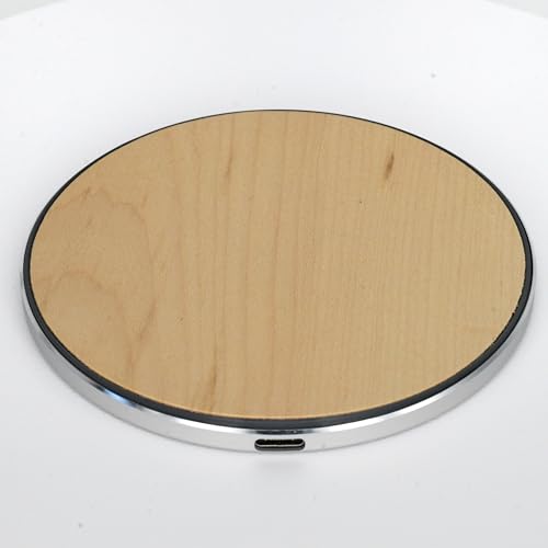 Wood Chuck Designs Maple Wood Wireless Charger Pad, 15W Fast Charge, Qi Certified, Compatible with...