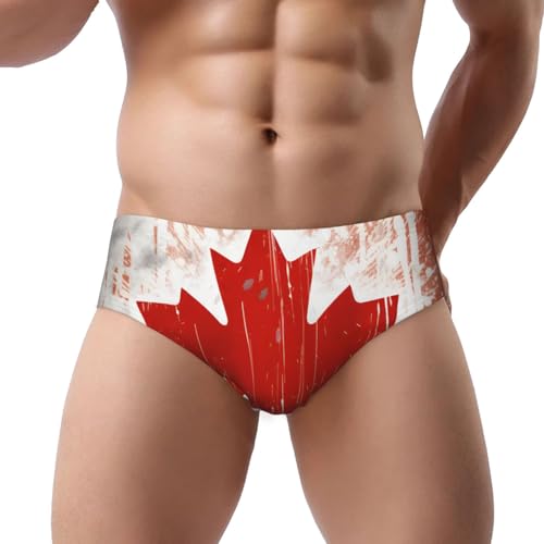 Canada Flag Print Triangle Briefs For Men Low Rise Soft Breathable Sweat Absorbent Underwear (S-3xl)