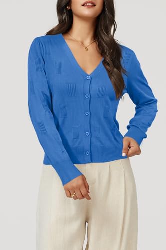 Image of Arach&Cloz Women's Soft Cropped Cardigan Casual Lightweight Shrug Sweater Tops