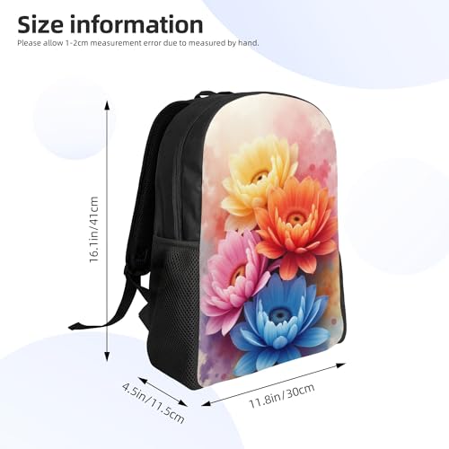 Daypack With Adjustable Straps Flowers Lightweight, Large Capacity Backpack For Adult 16 Inch4