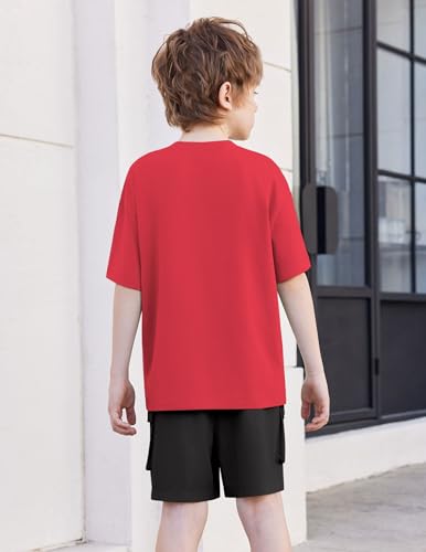 Image of Arshiner Boys' 2-Piece Cotton Outfit Short Sleeve Crewneck T-Shirt & Cargo Shorts Set Summer Casual Clothes for Kids 5-13