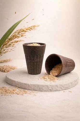 Image of Eco-Friendly Tea Cup Set of 2 | Kulhad Style Coffee & Tea Mugs | 140 ml Unbreakable, Stain-Free, Heat Resistant, Reusable, Microwave Safe | Rice Husk & Bamboo Fibre | Fibre Maximus