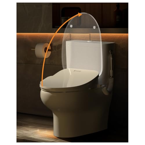 Image of DC01 Electric Bidet Toilet Seat Elongated, Auto Open, Side Panel | Instant Warm Water Wash, Heated Seat, Warm Air Dryer, Auto Close Lid, Simple Remote, LED Night Light & 360 Handheld Sprayer
