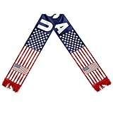 JazSwirl USA Soccer Scarf American Flag Satin Fan Scarf Red White Blue 5.5 x 53 In Patriotic Sports Supporter Accessory Game Day Stadium Tailgate Watch Party USA Flag Scarves for Soccer Fans