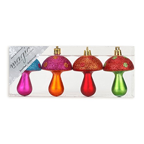 Christbaumschmuck Kunststoff 6.5cm x 4 Stück Set Pilze...