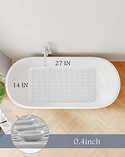 Padoor Non Slip Bathtub-Mat With Suction Cups And Drain Holes, Soft Machine Washable Shower Mat Anti Slip Bath Mat For Tub For Kids (14"X27" White) #TOP1