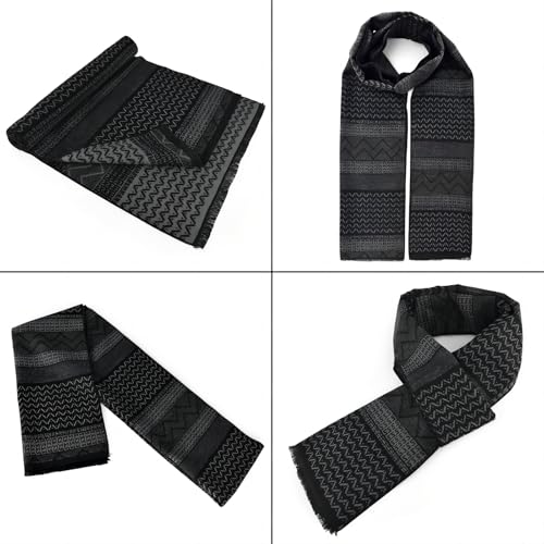 Einskey MEN'S WINTER SCARF 2-Pack Warm Cashmere Feel Striped Color Check Tartan Plaid Tassel Soft Long Fashion Neck Scarves thumb #7