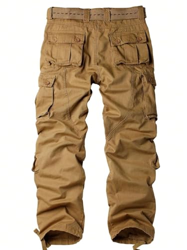 ZAFUL Men's Cargo Pants Loose Fit Cotton Mid Waist Casual Pants with Pockets, Zipper Fly, for Winter, Streetwear, Daily Wear3