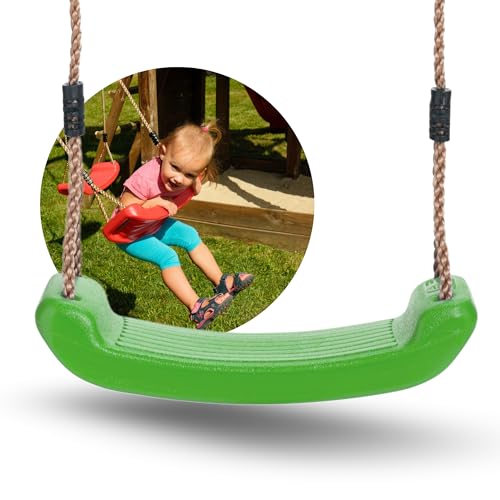 Spielturmking® Schaukel Garten Leonie - Kinderschaukel Outdoor Indoor - Schaukelsitz Kunststoff Schaukelbrett für Kinder zum Schaukeln - Brettschaukel - Höhenverstellbar - rutschfest (Apfelgrün)