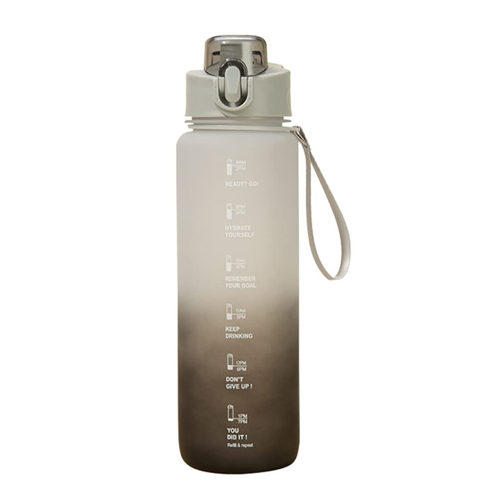 Uposao 1000ml Motivational Water Bottle with Time Marker, Leak-proof BPA Free Sports Water Bottles Drink Bottle with Straw & Carrying Strap for Fitness, Gym And Outdoor Sports