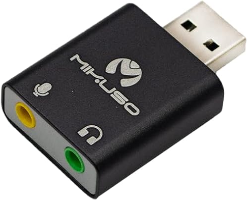 Mikuso ADT-S006 Sound Card Adapter HiFi Magic Voice 7.1 CH (ADT-S006) Black - USB 2.0 Connection with Audio and Microphone 3.5mm Jack Compatible with Laptops and PCs