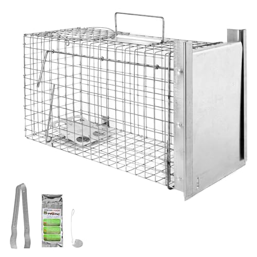 Petigi Lebendfalle zum Fangen und Umsiedeln von Marder Katze Biber Fuchs Kastenfalle aus Edelstahl Marderfalle zur Tierabwehr Ausführung: Modell 13 (50 x 20 x 27 cm)