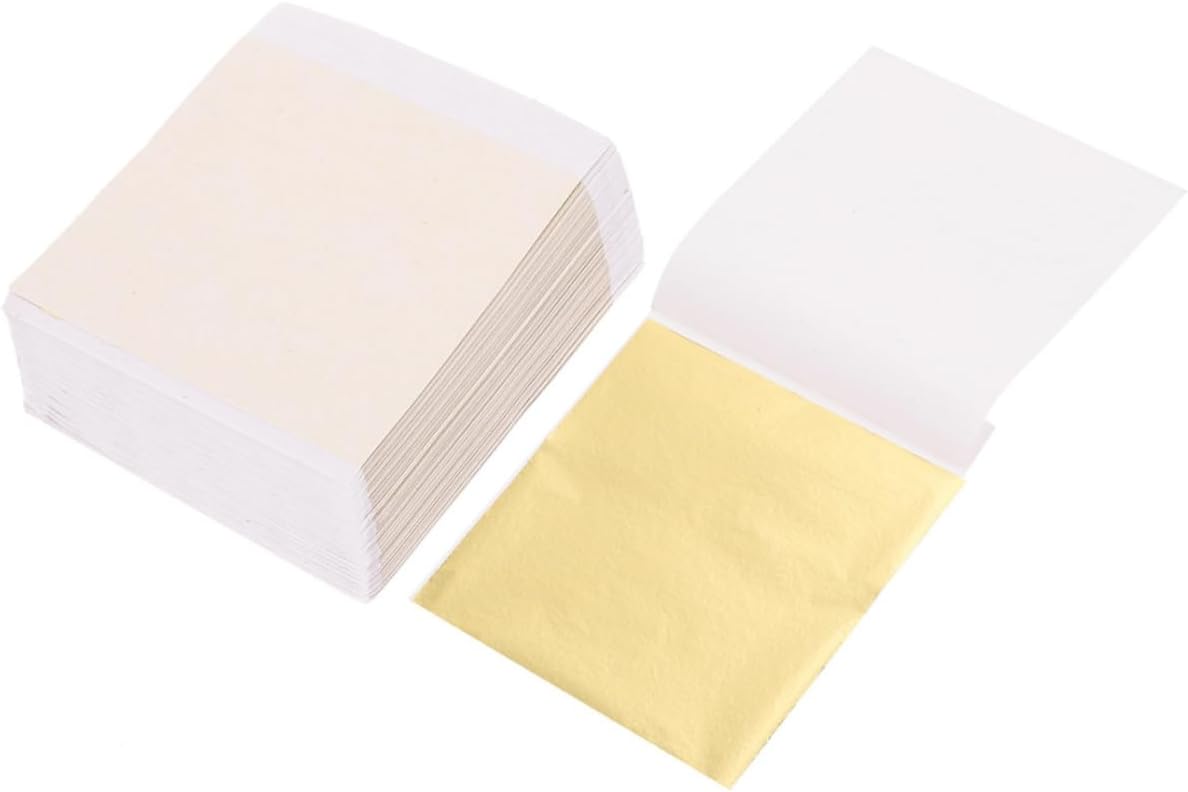 KALLORY 200Sheets Gold Foil Flakes for Crafting DIY Arts Decoration Imitation Gold Foil Material for Painting Gilding and Creative Projects Present for Craft Lovers