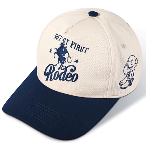 Image of JaGely Two Tone Western Cowboy /Cowgirl Trucker Hat for Women Men Gift Vintage Embroidered Country Baseball Cap