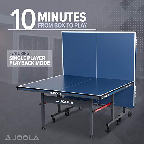 JOOLA Tour Indoor Ping Pong Table with Quick Clamp Table Tennis Net - 10 Minute Assembly - Foldable Indoor Surface with Single Player Playback Mode -