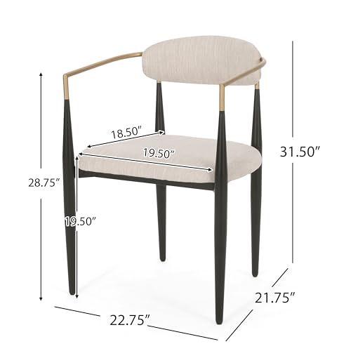 Christopher Knight Home Gertru Dining Chairs Set of 2, Stylish Upholstered Dining Room Chairs, Fabric Kitchen Chair with Gold Black Accent Iron Frame, Elegant Toothpick Design, Beige by Christopher Knight Home - Used condition - Image 5